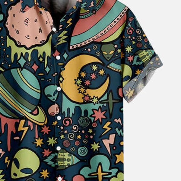 Men's Shirts Short Sleeve Lapel 3D Printed Harajuku Cartoon Shirts